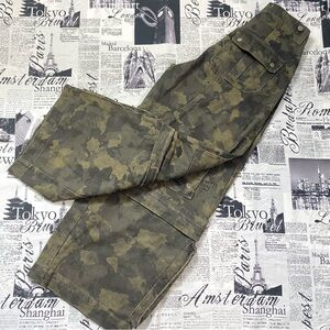 YoungLA W238 Carpenter Jeans Green Camo grunge skater cargo pants wide leg